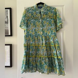 Ro’s Garden by Anthropologie - Charming Floral Mini Dress in Blue and Yellow